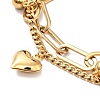 Heart and Round Ball Charm Multi-strand Bracelet BJEW-G639-24G-2