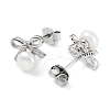 Anti-Tarnish Cubic Zirconia Bowknot with Natural Pearl Stud Earrings EJEW-F318-09P-2
