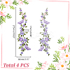 4Pcs Polyester Rayon Flower Embroider Thread Iron on/Sew On Patches PATC-HY0001-88C-2