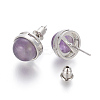 Natural Amethyst Stud Earrings EJEW-F162-H07-3