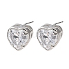 Brass Micro Pave Clear Cubic Zirconia Stud Earrings EJEW-C174-02A-P-4