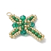 Glass Seed Beaded Cross Pendants PALLOY-MZ00826-07-3