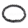 Brass Round Beaded Stretch Bracelets for Men Women BJEW-G736-01-4