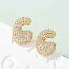Brass Micro Pave Cubic Zirconia Stud Earrings EJEW-Z091-04G-C-1
