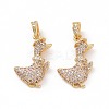 Brass Micro Pave Clear Cubic Zirconia Pendants ZIRC-F135-22G-2