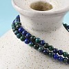 Natural Chrysocolla and Lapis Lazuli(Dyed) Round Bead Stretch Bracelets BJEW-L594-B04-2