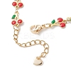 304 Stainless Steel Enamel Red Cherry Link Anklets for Women AJEW-AN00773-4