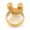 Brass Micro Pave Clear Cubic Zirconia Letter Open Cuff Ring for Women RJEW-M173-01G-U-3
