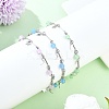 3Pcs 3 Colors 201 Stainless Steel Moon Star & Natural Dyed Malaysia Jade Round Charm Brass Bar Link Chain Anklets AJEW-AN00732-1