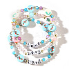 3Pcs Christmas Theme Handmade Polymer Clay & Glass Bicone Beads Stretch Bracelet Sets QY3550-2-1