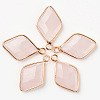 Natural Rose Quartz Pendants G-R464-005B-1