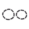 2Pcs 2 Styles Natural Lava Rock & White Shell Flat Round Beads Stretch Bracelets for Men Women BJEW-JB12462-2