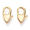Brass Heart Lobster Claw Clasps KK-N254-14G-1