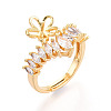 Flower Brass Micro Pave Cubic Zirconia Cup Peg Ring Settings KK-N274-01G-1