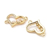 Rack Plating Brass Micro Pave Clear Cubic Zirconia Heart Connector Links KK-Z064-44G-2