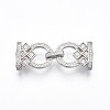 925 Sterling Silver Micro Pave Clear Cubic Zirconia Fold Over Clasps STER-T008-01P-1