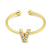 Rack Plating Brass Open Cuff Rings for Women RJEW-F162-02G-V-2
