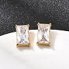 304 Stainless Steel Rhinestone Rectangle Stud Earrings X-EJEW-K268-51G-1