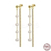 Cubic Zirconia & Pearl Beaded Front Back Stud Earrings EJEW-P231-21G-2
