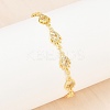 Fire Brass Micro Pave Clear Cubic Zirconia Link Chain Bracelets for Women BJEW-A090-05G-3