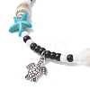 2Pcs 2 Styles Summer Beach Synthetic Turquoise Starfish & Natural Cowrie Shell & Glass Seed Round Beaded Alloy Turtle Charm Anklets AJEW-TA00038-4
