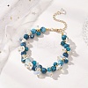 Brass & Natural & Synthetic Mixed Gemstone Chip & Round Beads Bracelets for Women BJEW-JB13151-02-1