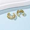Brass Micro Pave Clear Cubic Zirconia C-Shaped with Heart Cuff Earrings LS-EJEW-D328-05G-02-2