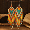 Bohemian Style Geometric Glass Seed Bead Handmade Tassel Dangle Earrings for Women TY9930-1