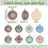 48Pcs 8 Colors Alloy Printed Pendants FIND-PH0021-12-2