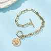 Flat Round with Sun 201 Stainless Steel Charm Bracelets BJEW-JB12679-4