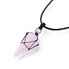 Natural Rose Quartz Pendants Necklaces LS-NJEW-E140-A06-2