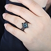 Rhombus Alloy Rhinestone Finger Ring Set for Women PW-WG51C17-03-4