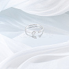 1Pc Letter Brass Rhinestone Open Cuff Rings for Women AJEW-LP0004-47C-S-3