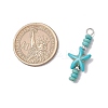 10Pcs 2 Colors Starfish & Rondelle Dyed Synthetic Turquoise Beaded Pendants PALLOY-JF03949-2