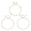 3Pcs 3 Styles 304 Stainless Steel Satellite Chain Dapped Chain Link Chain Anklets Set AJEW-AN00737-5