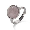 Half Round Natural Rose Quartz Finger Rings RJEW-M062-01P-17-2