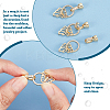 8Pcs 4 Styles Flat Round & Butterfly Brass Clear Cubic Zirconia Fold Over Clasps KK-DC0001-64-4