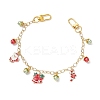 Alloy Enamel Santa Claus Christmas Bell Candy Cane Charm Brass Cable Chain Purse Decorative Chains AJEW-BA00170-2