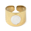 Ion Plating(IP) 304 Stainless Steel Enamel Oval Cuff Finger Rings RJEW-L107-080A-G-2