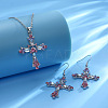 Bohemian Style Cross Alloy Rhinestone Pendant Necklace & Dangle Earrings Sets FS-WGD7F08-01-5