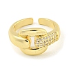 Brass Micro Pave Cubic Zirconia Open Cuff Ring LS-AJEW-U003-06G-2