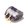 Natural Amethyst Brass Pendants KK-E274-01G-18-3