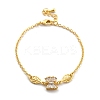 Brass Micro Pave Clear Cubic Zirconia Link Bracelets BJEW-U020-12G-5