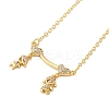 Brass Micro Pave Clear Cubic Zirconia Girls and boys Pendant Necklaces for Valentine's Day LS-NJEW-K381-01B-G-1
