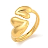 Ion Plating(IP) 304 Stainless Steel Heart Open Cuff Ring for Women RJEW-A043-31G-1
