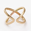 Brass Micro Pave Cubic Zirconia Cuff Rings RJEW-C101-13G-A-4