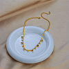 316 Surgical Stainless Steel Pave Colorful Cubic Zirconia Ball Chain Flat Round Tassel Necklaces FS-WGDEC77-01-3