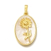 Brass Pave Shell Birth Flower Pendants FIND-I040-04K-1