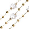 Handmade 304 Stainless Steel ABS Plastic Pearl Beaded Star Link Chains CHS-L032-01G-02-1