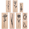 Flower Wooden Rubber Stamps Sets DIY-WH20013-69A-1